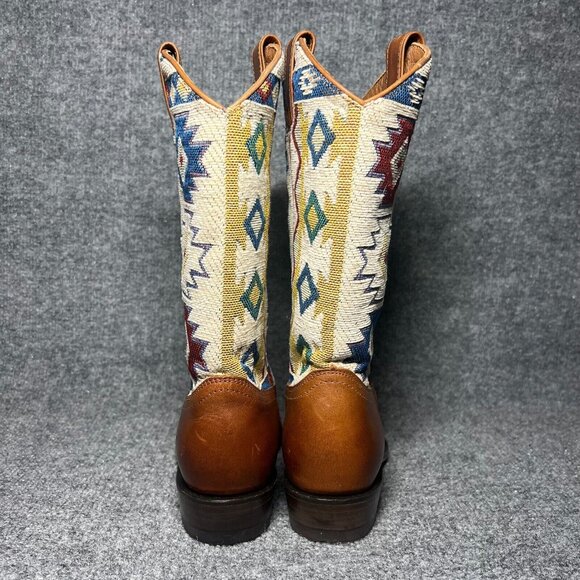 Frye Billy Pull On Southwest Womens $378 Brown Leather Embroidered Boots sz 6 B - Picture 4 of 10